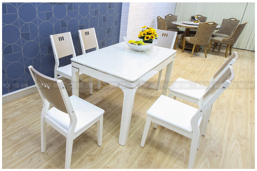 10+ Bộ bàn ghế ăn màu trắng - đen cực đẹp cho bếp ăn hiện đại