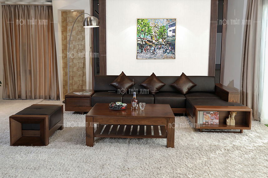 sofa gỗ tự nhiên hiện đại